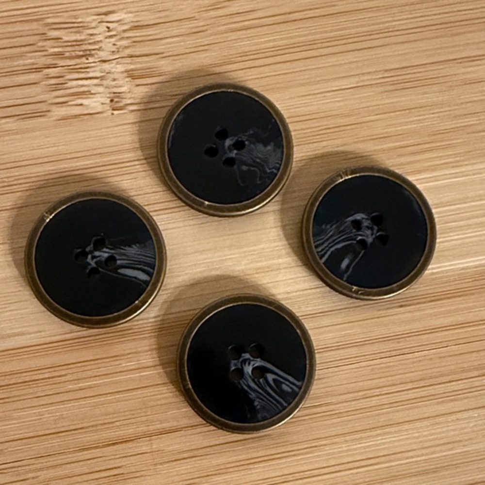 Set of Four Black Marbled Buttons